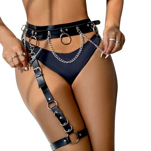 Ceinture Harnais et Jarretières avec chaînes - Subblime Lingerie